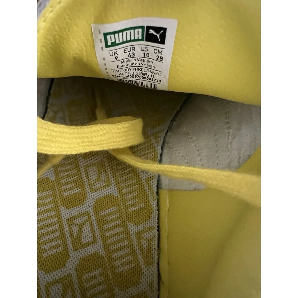 Puma Basket Classic Patent Emboss Sneakers Safety Yellow Mens size 10‎